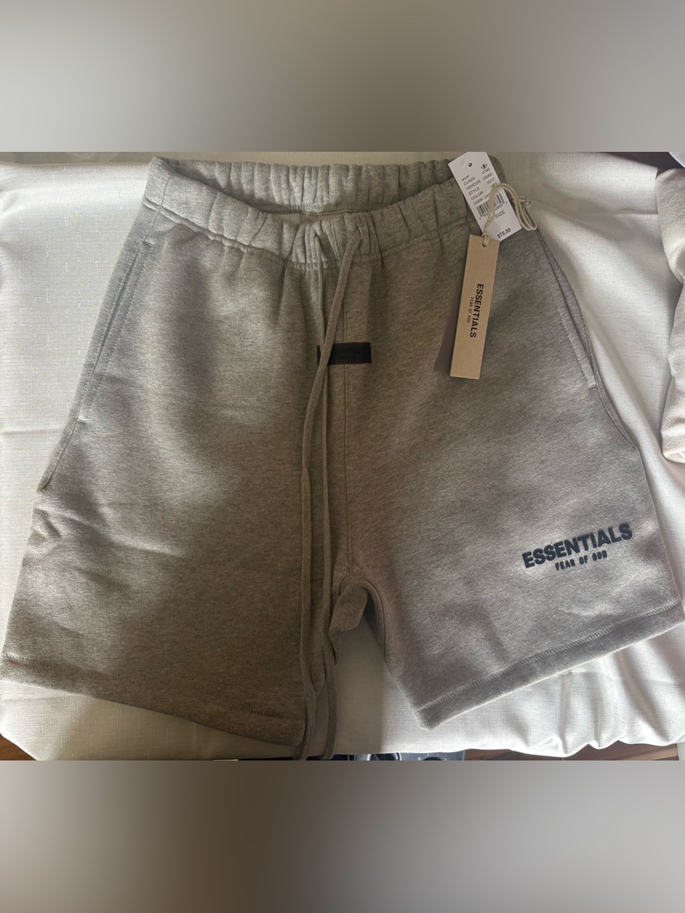 ESSENTIALS Men's Grey Fleece Drawstring Shorts